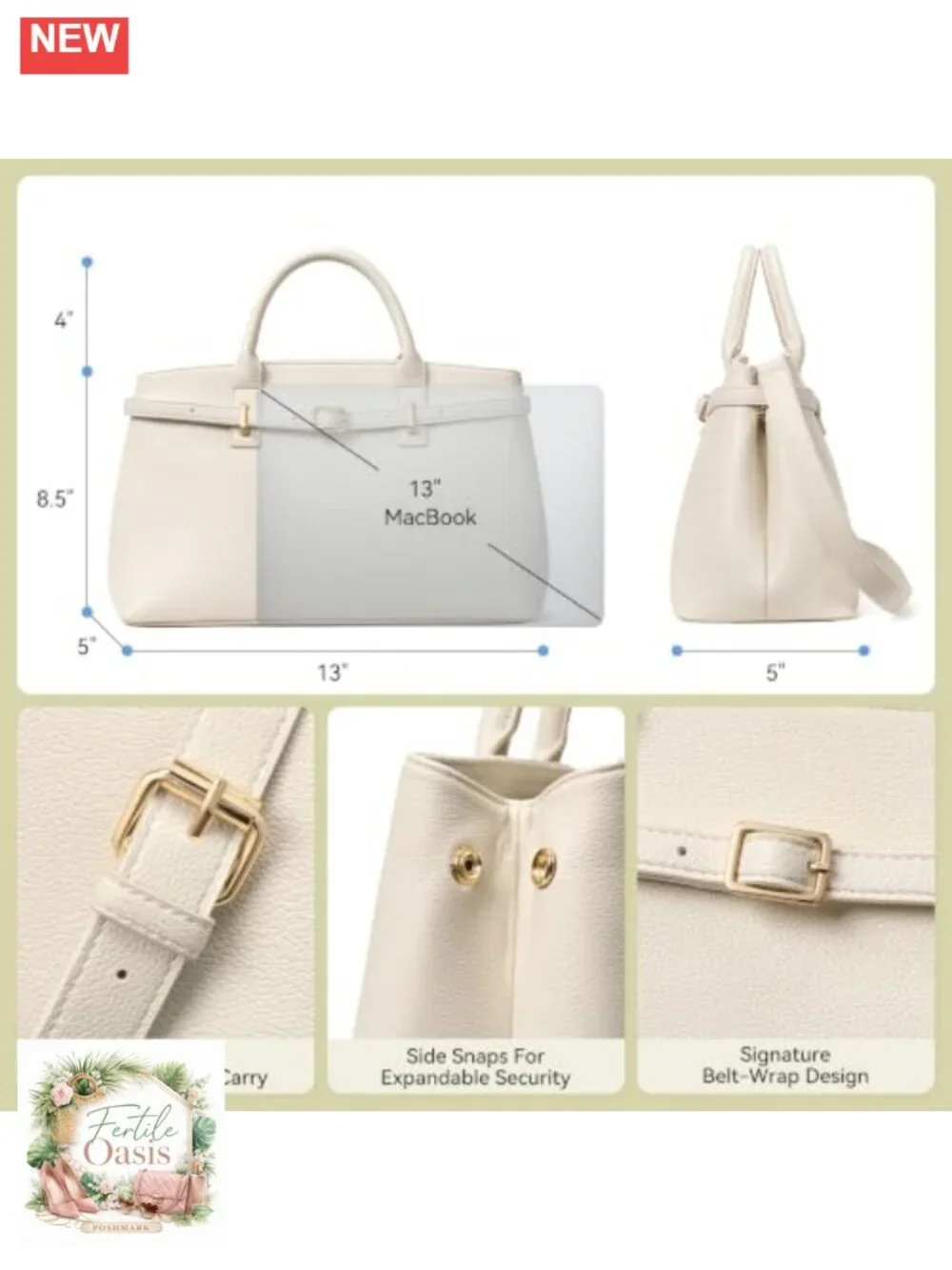 Vegan Leather Satchel Bag Women Structured Work Tote Handbag Removable Strap